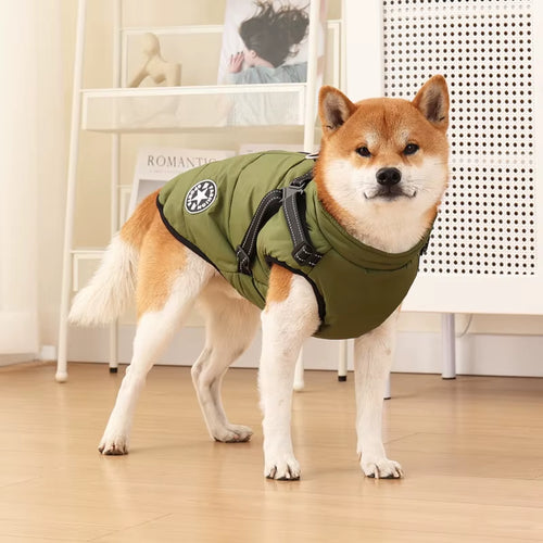 Large Pet Dog Jacket with Harness Winter Warm Dog Clothes for Labrador Waterproof Big Dog Coat Chihuahua French Bulldog Outfits