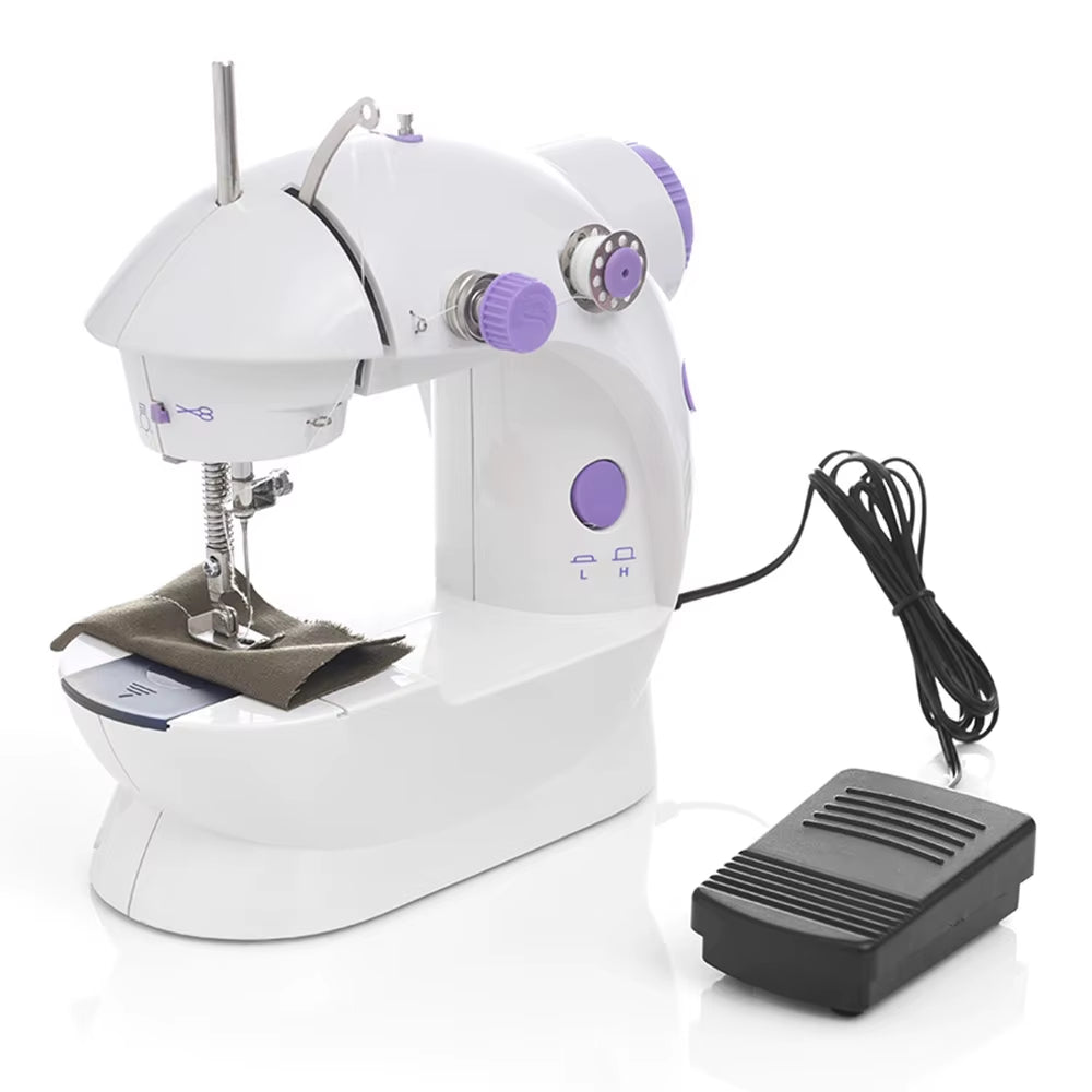 Sewing Machine Mini Portable Household Night Light Foot Pedal Straight Line Hand Table Two Thread Kit Electric