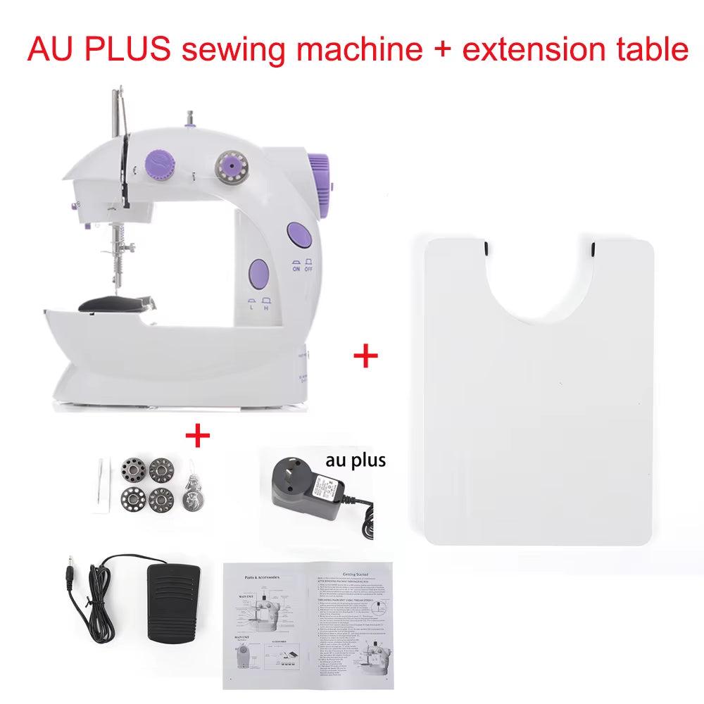 Sewing Machine Mini Portable Household Night Light Foot Pedal Straight Line Hand Table Two Thread Kit Electric