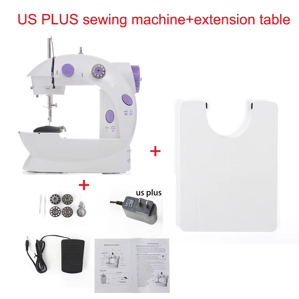 Sewing Machine Mini Portable Household Night Light Foot Pedal Straight Line Hand Table Two Thread Kit Electric