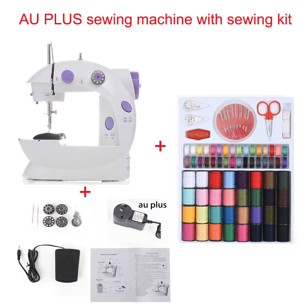 Sewing Machine Mini Portable Household Night Light Foot Pedal Straight Line Hand Table Two Thread Kit Electric