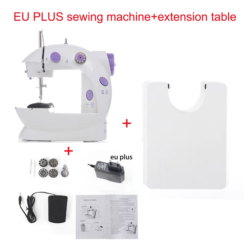 Sewing Machine Mini Portable Household Night Light Foot Pedal Straight Line Hand Table Two Thread Kit Electric