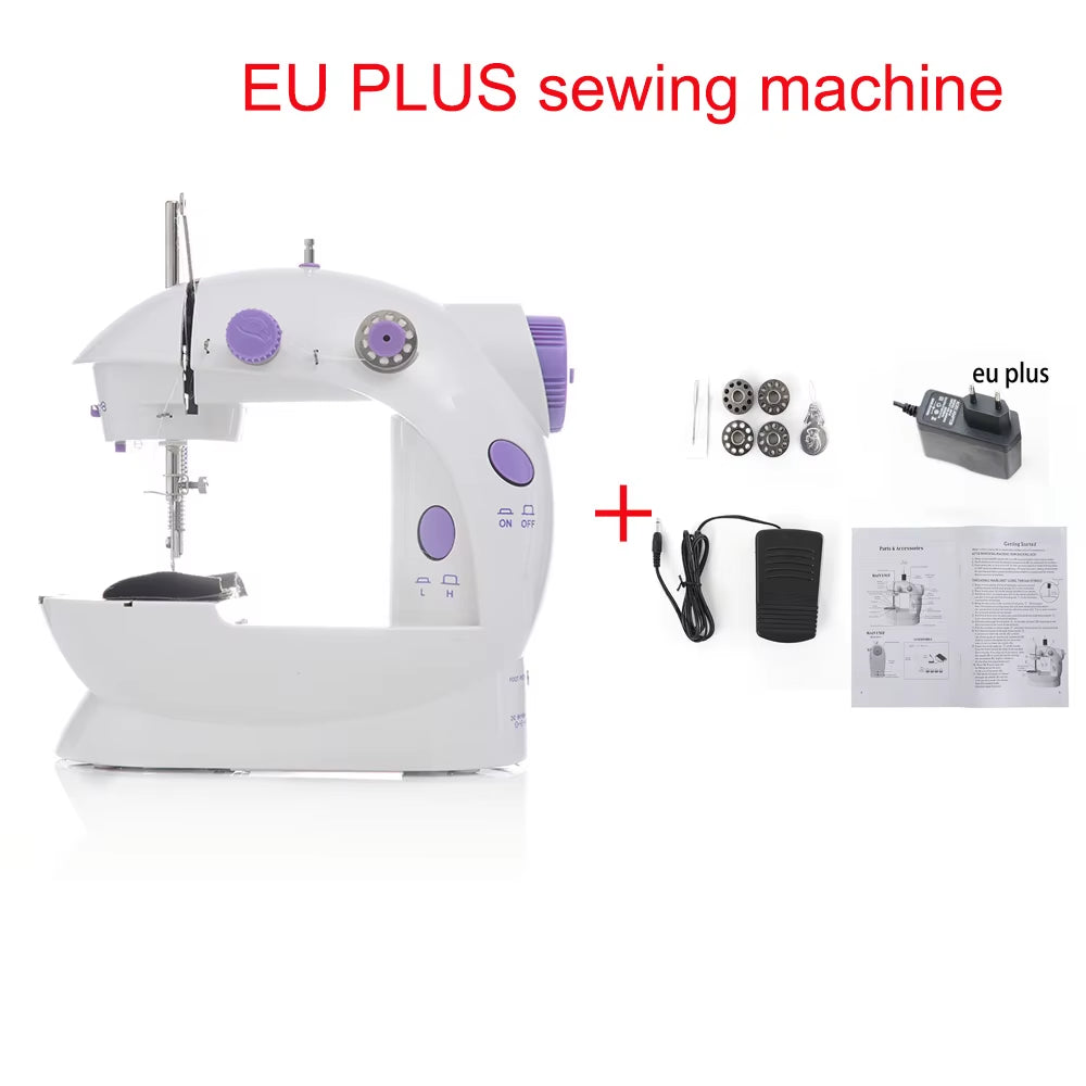 Sewing Machine Mini Portable Household Night Light Foot Pedal Straight Line Hand Table Two Thread Kit Electric