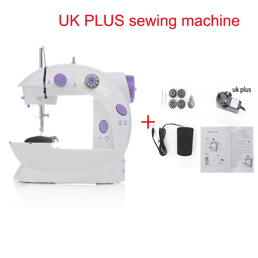 Sewing Machine Mini Portable Household Night Light Foot Pedal Straight Line Hand Table Two Thread Kit Electric