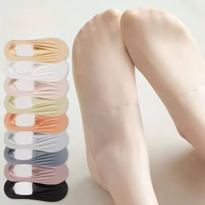 Fashion Non-Slip Invisible Ultra-Thin Ice Silk Boat Sock Summer Breathable Wear Resistant Soft Solid Elastic Women No Show Socks