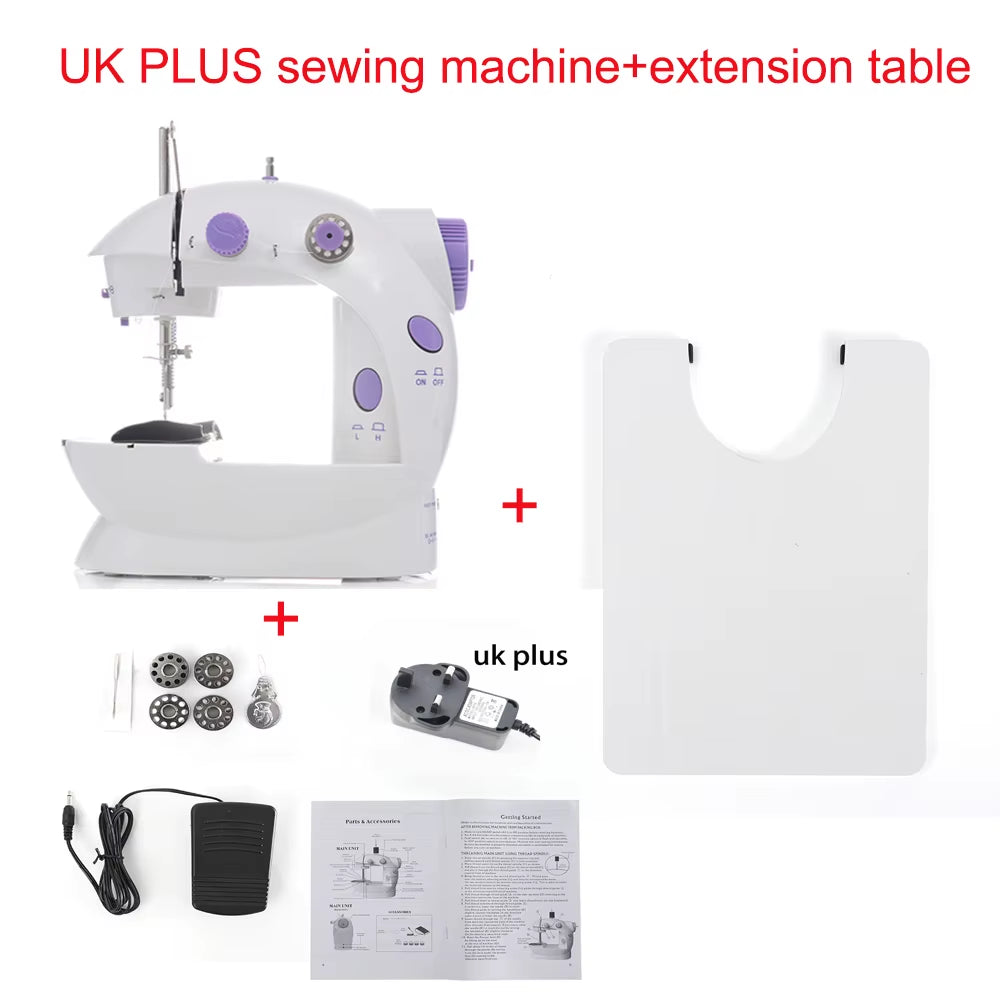Sewing Machine Mini Portable Household Night Light Foot Pedal Straight Line Hand Table Two Thread Kit Electric
