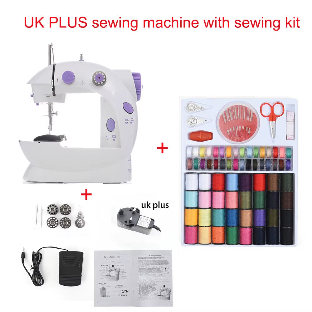 Sewing Machine Mini Portable Household Night Light Foot Pedal Straight Line Hand Table Two Thread Kit Electric