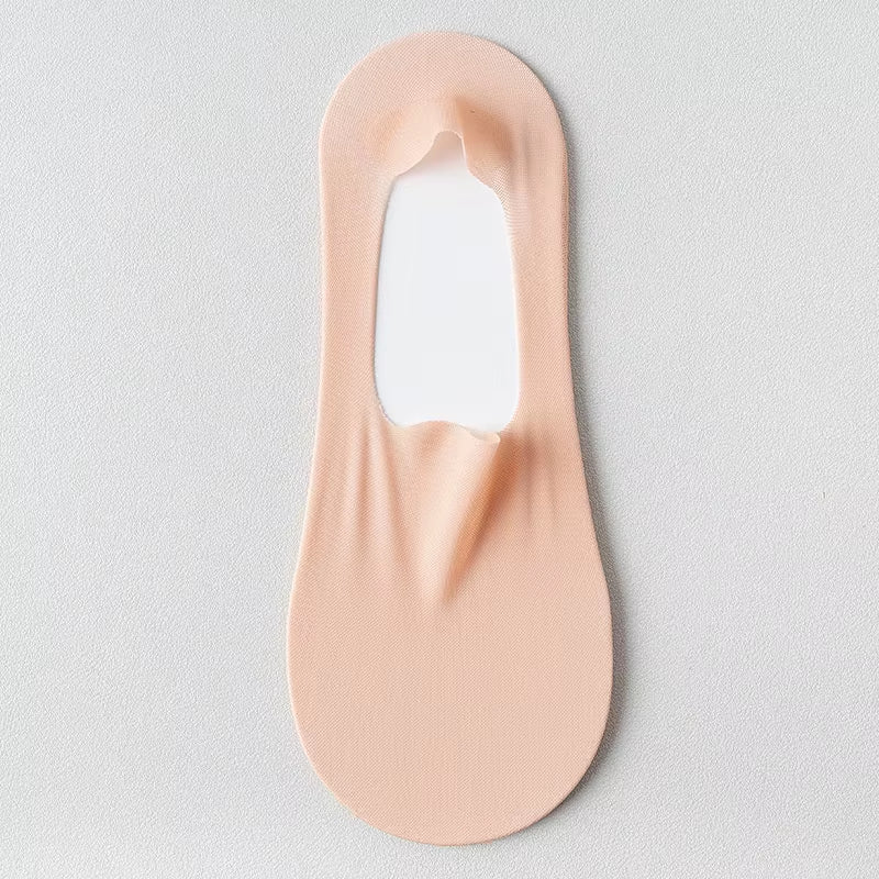 Fashion Non-Slip Invisible Ultra-Thin Ice Silk Boat Sock Summer Breathable Wear Resistant Soft Solid Elastic Women No Show Socks