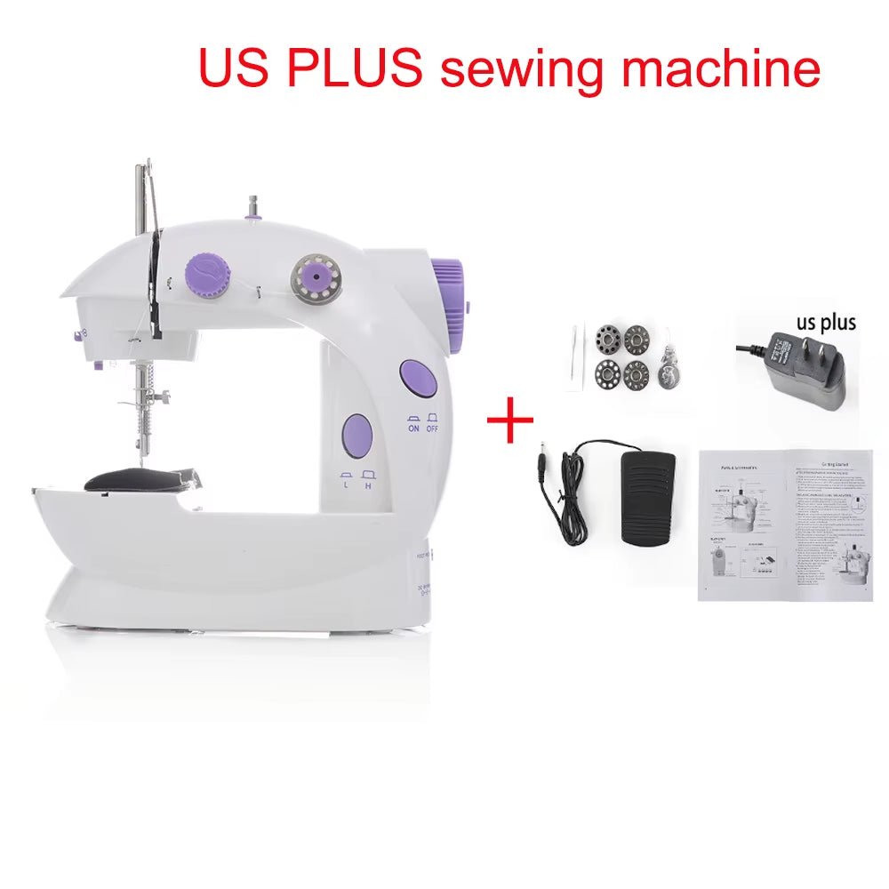 Sewing Machine Mini Portable Household Night Light Foot Pedal Straight Line Hand Table Two Thread Kit Electric