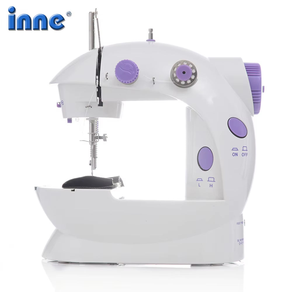 Sewing Machine Mini Portable Household Night Light Foot Pedal Straight Line Hand Table Two Thread Kit Electric