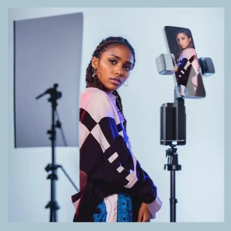 360° Rotation Gimbal Stabilizer Tripod Selfie Stick Desktop Face Tracking with Bluetooth Remote Shutter Light Holder